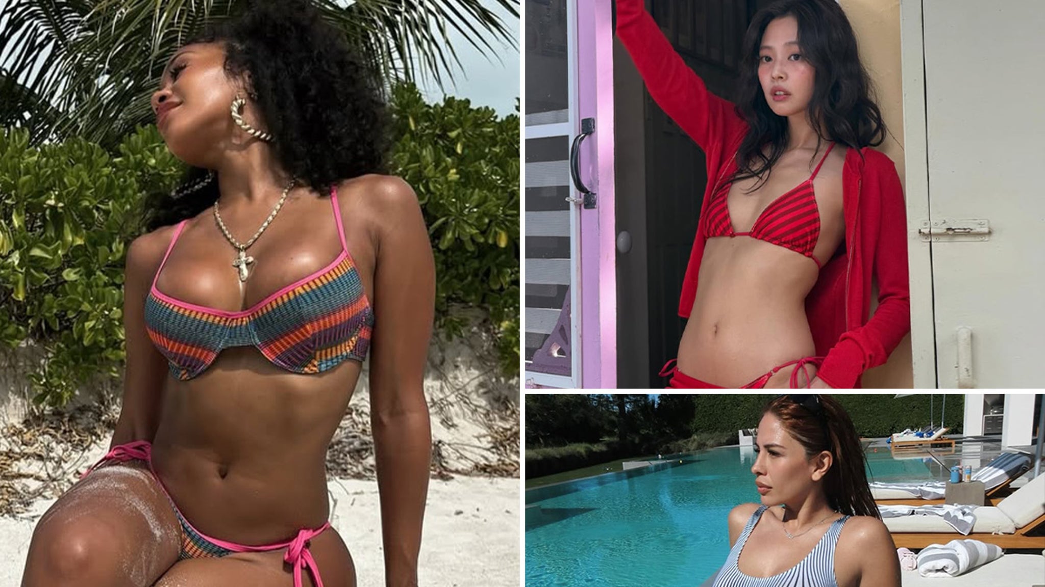 Celebrities Bring Stripes to Swimwear Season