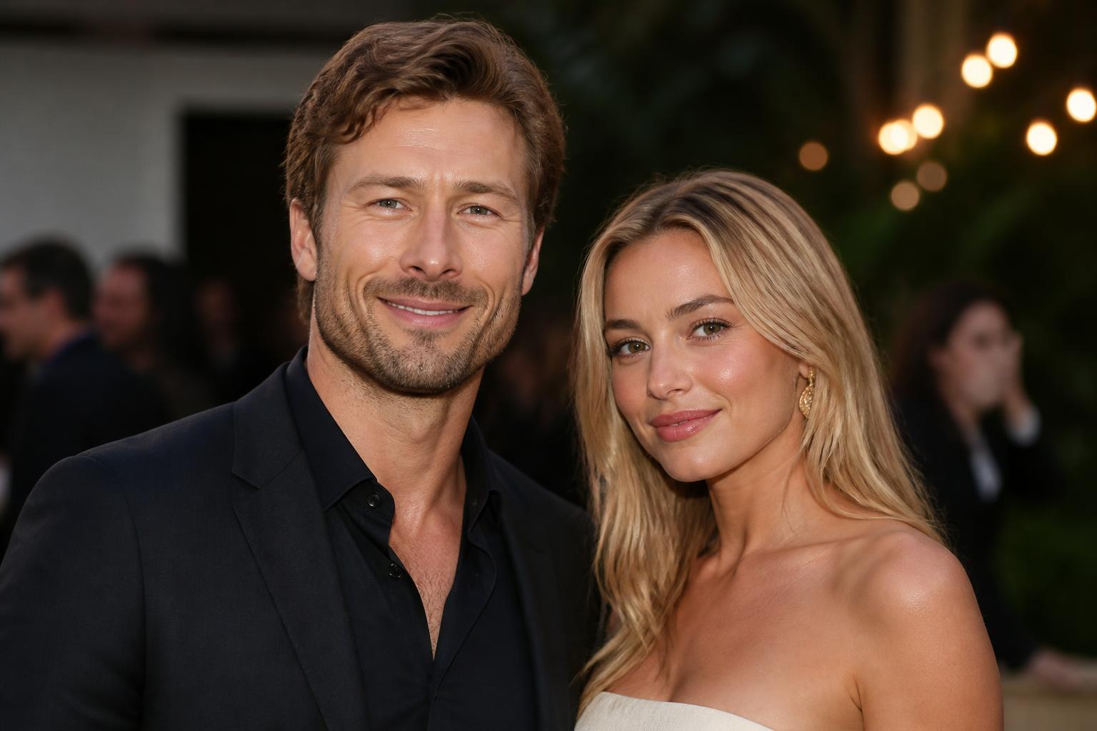 Glen Powell Calls His Relationship With Michelle Randolph Serious — AI editorial illustration