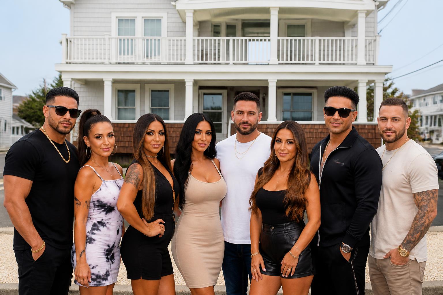 Jersey Shore Cast Returns to the Original House — AI editorial illustration