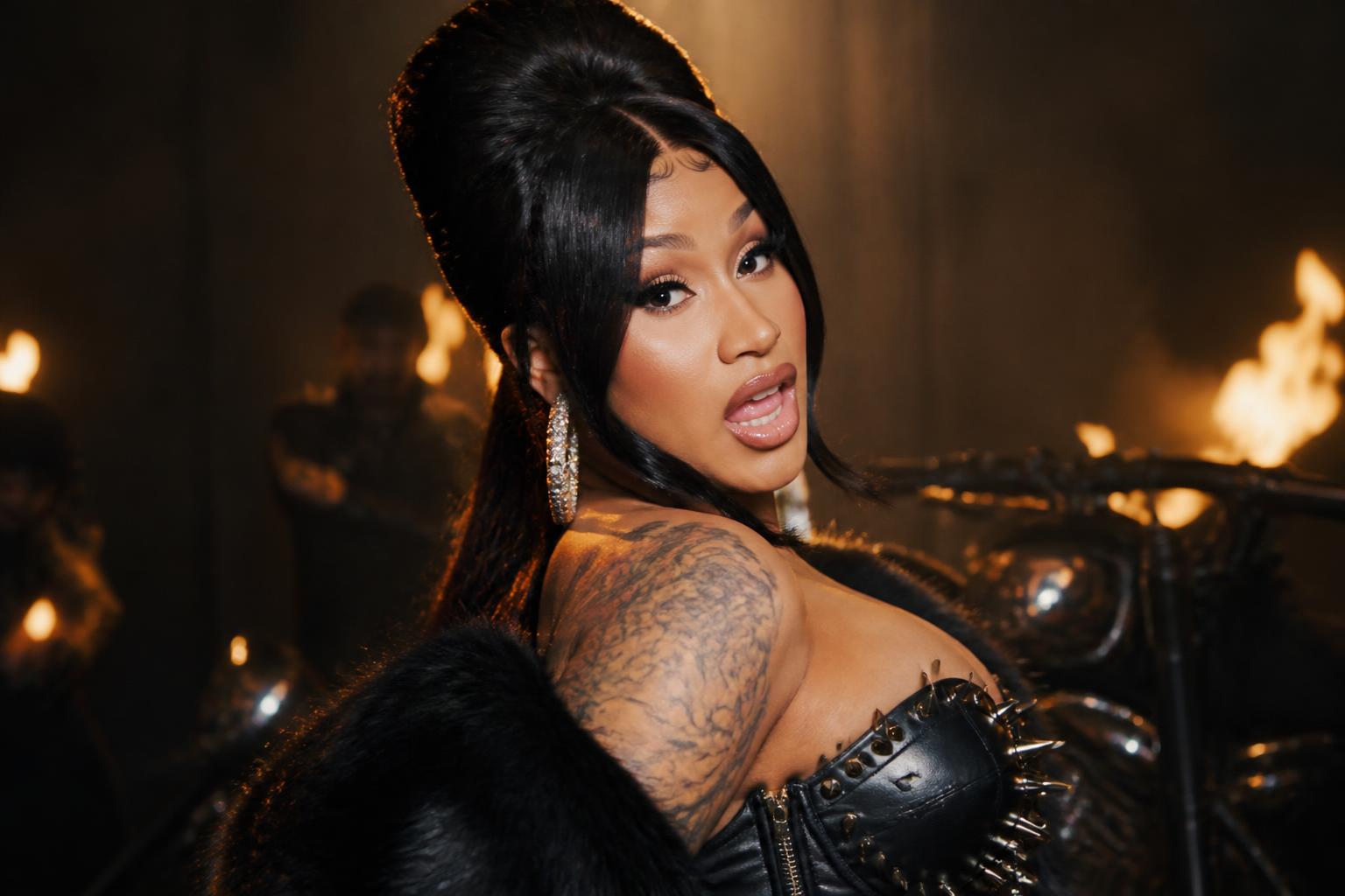 Cardi B Brings “AH HA” to an Official Video — AI editorial illustration