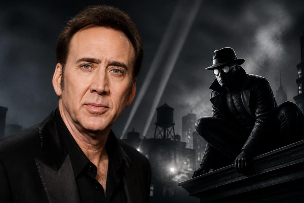 Nicolas Cage Finds a Silver Lining in Spider-Noir’s Emmy Sweep — AI editorial illustration