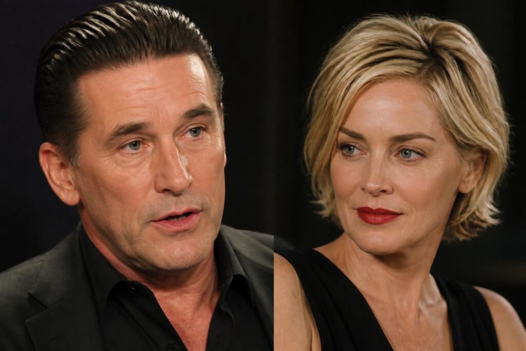 Billy Baldwin Says Sharon Stone Is Off His Set Forever — AI editorial illustration