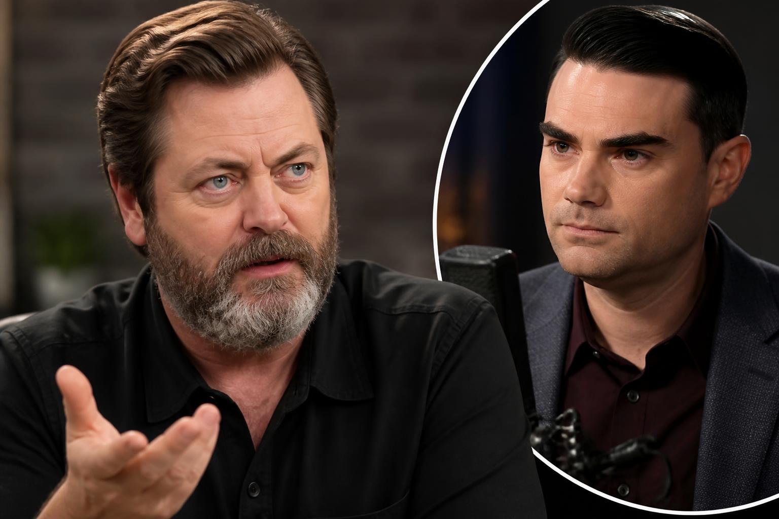 Nick Offerman Answers Ben Shapiro’s Critique of His Gay Role — AI editorial illustration