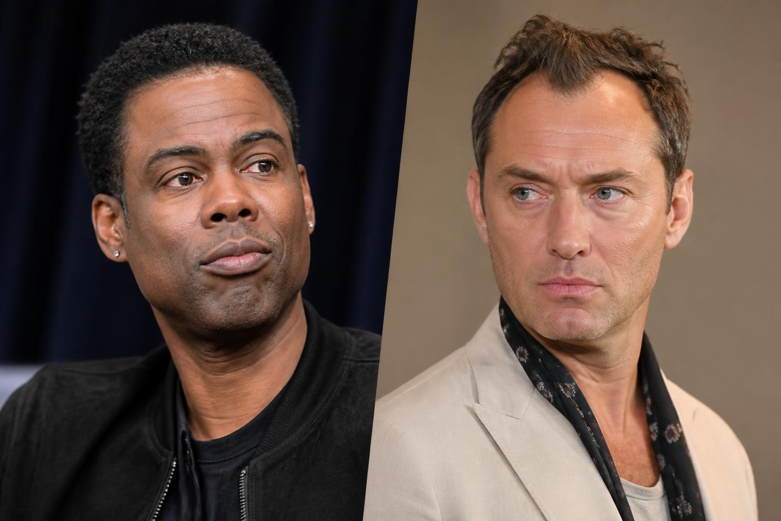 Chris Rock Says Jude Law, Not Will Smith, Confronted Him — AI editorial illustration