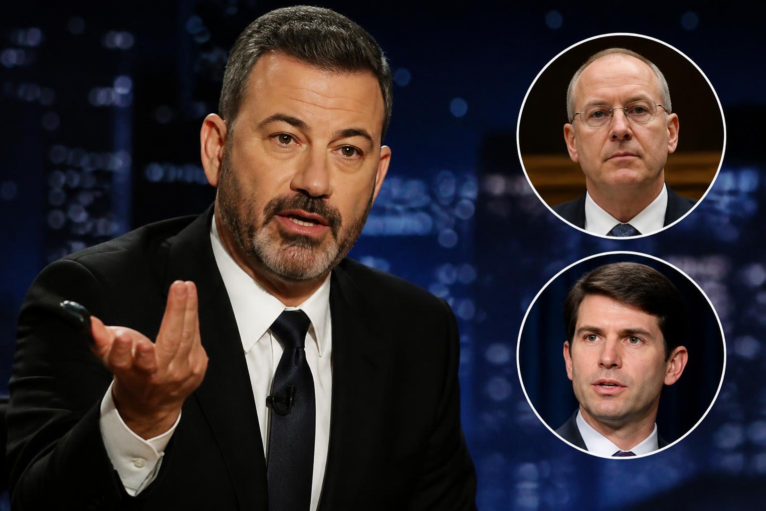 Jimmy Kimmel Moves Talarico Interview Online After FCC Fight — AI editorial illustration