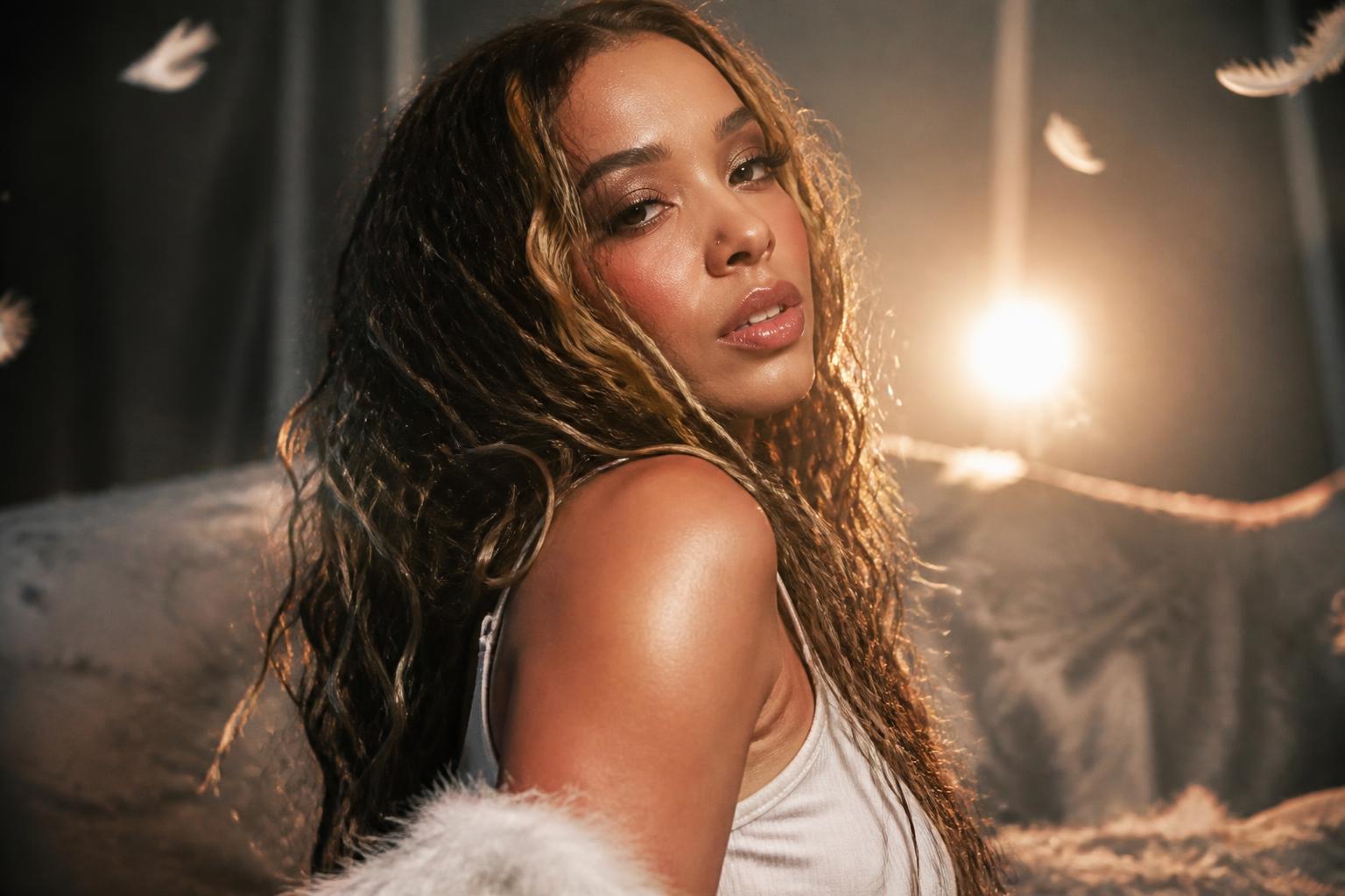 Watch Tinashe’s New Music Video for Pillow Fight — AI editorial illustration
